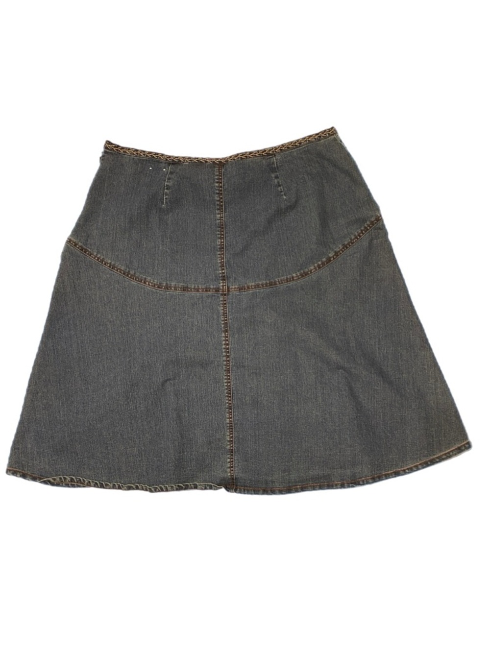 Stretch Denim Paneled A-line Flared Skirt 18W Blue - Picture 2 of 6